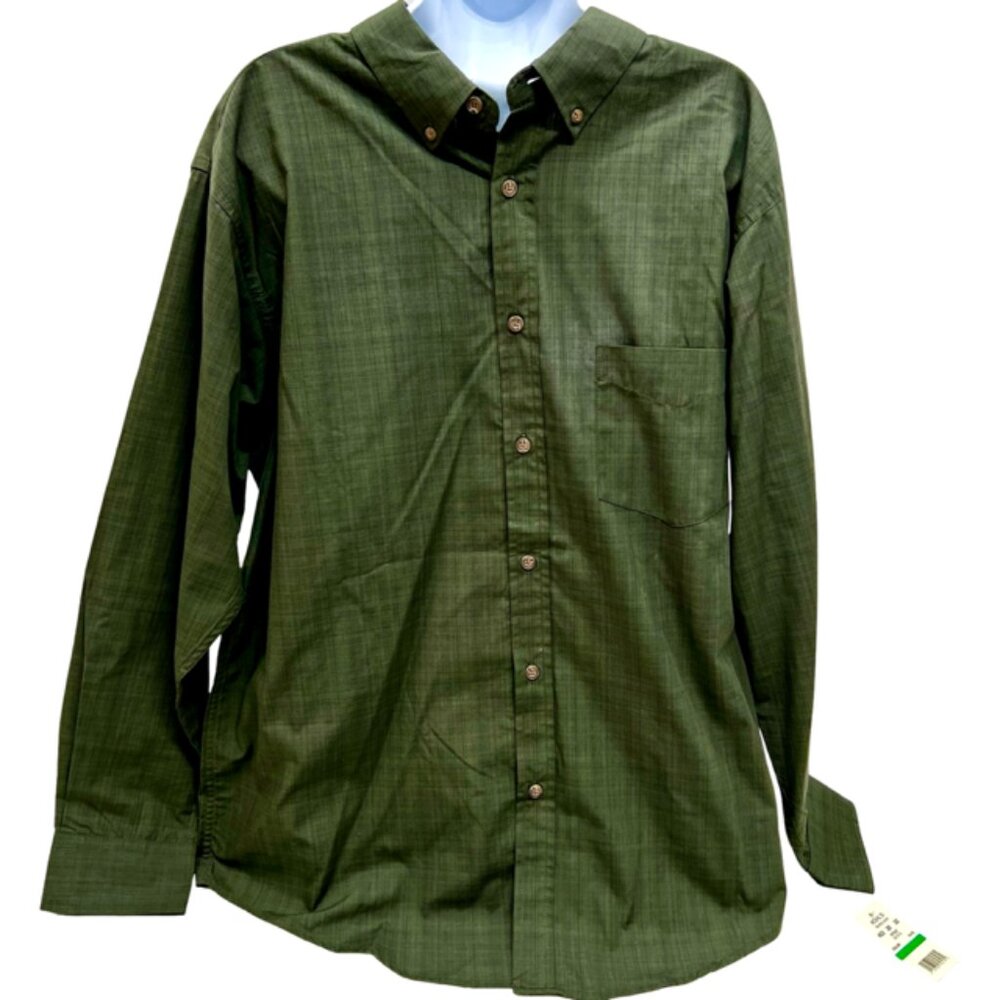 Men Hagger Men’s Button Down Dress Shirt  Long Sleeve Olive Green  Size L (89) - Picture 4 of 6